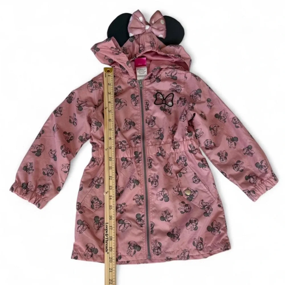 Toddler Girls Disney Minnie Mouse Light Rain Jacket with Hood and Ears Size 4T - Picture 5 of 7